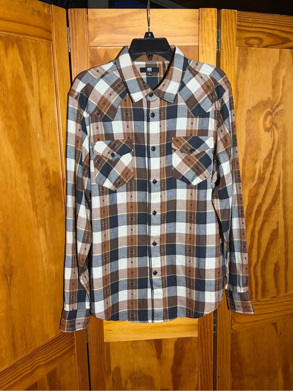 FRYE Men's Brown & Black Plaid Button-Up Cotton Shirt| Sz M|Western, Grunge